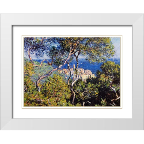 Bordighera White Modern Wood Framed Art Print with Double Matting by Monet, Claude