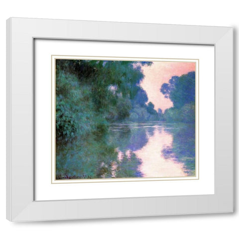 Branch Of The Seine Near Giverny 2 1897 White Modern Wood Framed Art Print with Double Matting by Monet, Claude