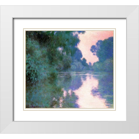 Branch Of The Seine Near Giverny 2 1897 White Modern Wood Framed Art Print with Double Matting by Monet, Claude
