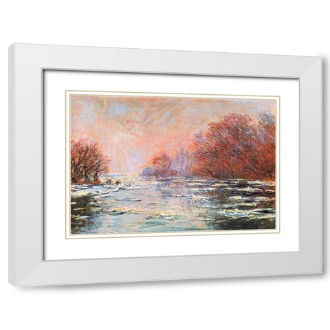 Breakup Of The Ice Near Vetheuil White Modern Wood Framed Art Print with Double Matting by Monet, Claude