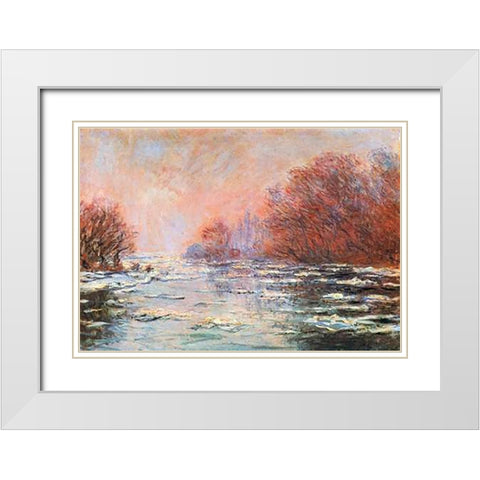 Breakup Of The Ice Near Vetheuil White Modern Wood Framed Art Print with Double Matting by Monet, Claude