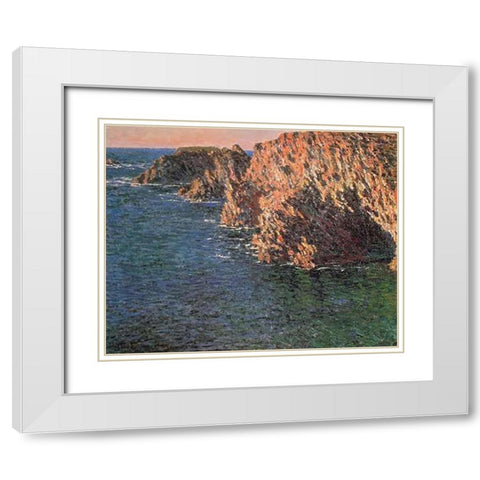 Cave At Port-Domois 1886 White Modern Wood Framed Art Print with Double Matting by Monet, Claude