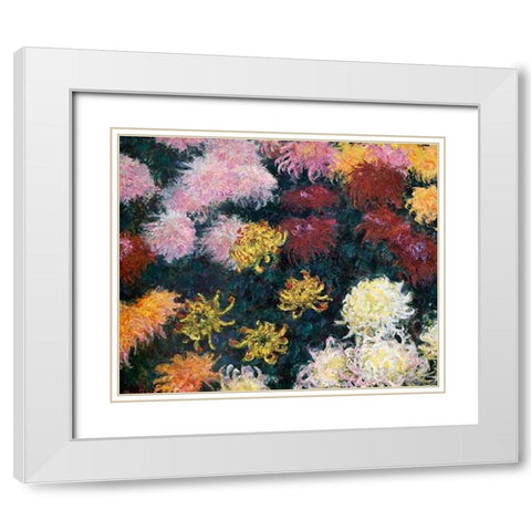 Museumysanthemums White Modern Wood Framed Art Print with Double Matting by Monet, Claude