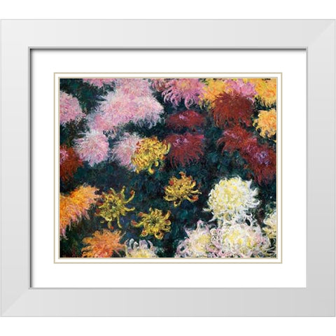 Museumysanthemums White Modern Wood Framed Art Print with Double Matting by Monet, Claude