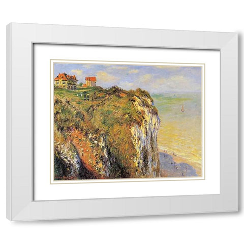Cilffs At Dieppe 1882 White Modern Wood Framed Art Print with Double Matting by Monet, Claude