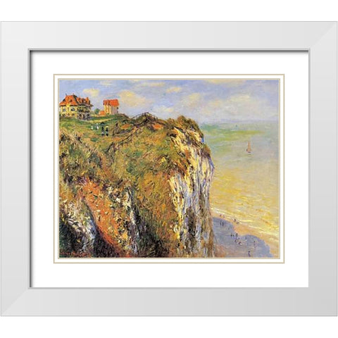 Cilffs At Dieppe 1882 White Modern Wood Framed Art Print with Double Matting by Monet, Claude