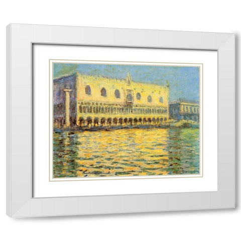 Doges Palace Seen From San Giorgio White Modern Wood Framed Art Print with Double Matting by Monet, Claude