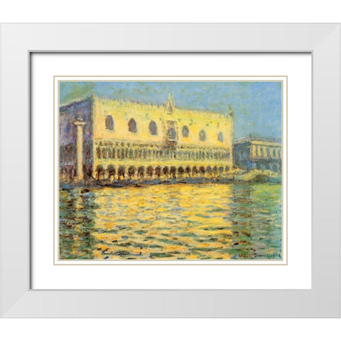 Doges Palace Seen From San Giorgio White Modern Wood Framed Art Print with Double Matting by Monet, Claude