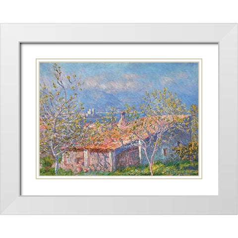 Gardeners House At Antibes White Modern Wood Framed Art Print with Double Matting by Monet, Claude