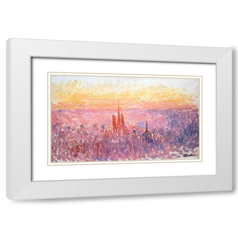 La Vue Generale De Rouen White Modern Wood Framed Art Print with Double Matting by Monet, Claude