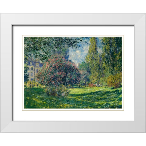 Le Parc Monceau Paris White Modern Wood Framed Art Print with Double Matting by Monet, Claude