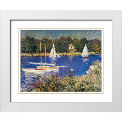 The Bassin At Argenteuil White Modern Wood Framed Art Print with Double Matting by Monet, Claude