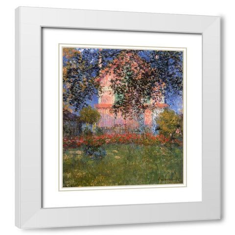 Monets House At Argenteuil 1876 White Modern Wood Framed Art Print with Double Matting by Monet, Claude