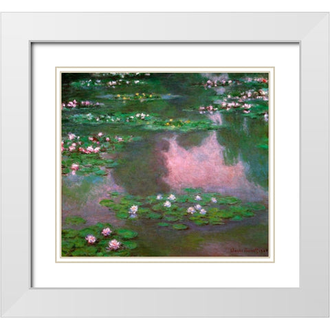 Nympheas 1905 White Modern Wood Framed Art Print with Double Matting by Monet, Claude