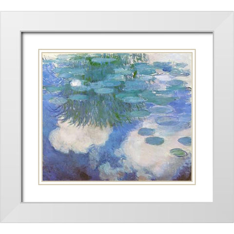 Nympheas 1914 White Modern Wood Framed Art Print with Double Matting by Monet, Claude