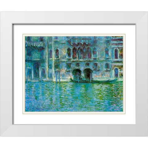 Palazzo da Mula, 1908 White Modern Wood Framed Art Print with Double Matting by Monet, Claude