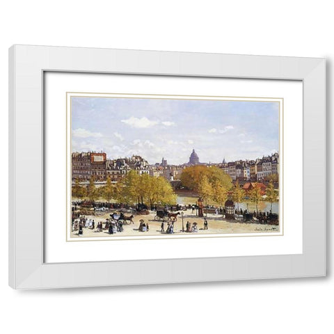 Quai Du Louvre 1867 White Modern Wood Framed Art Print with Double Matting by Monet, Claude