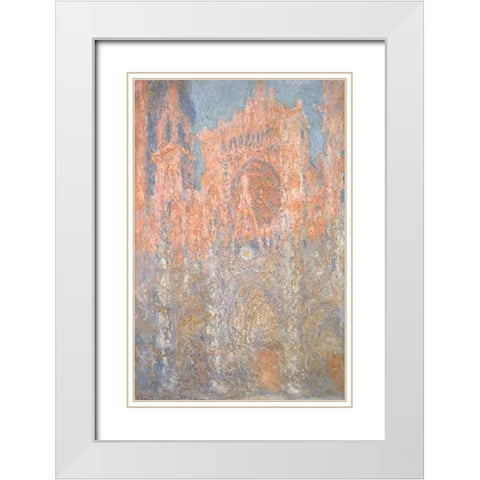 Rouen Cathedral 1892-93 White Modern Wood Framed Art Print with Double Matting by Monet, Claude
