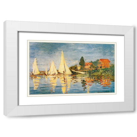 Sailboats At Argenteuil White Modern Wood Framed Art Print with Double Matting by Monet, Claude