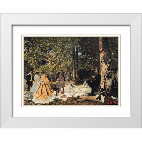 Study For The Picnic Lunch 1865 White Modern Wood Framed Art Print with Double Matting by Monet, Claude