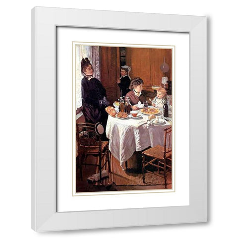 Luncheon (Le dejeuner), 1868 White Modern Wood Framed Art Print with Double Matting by Monet, Claude