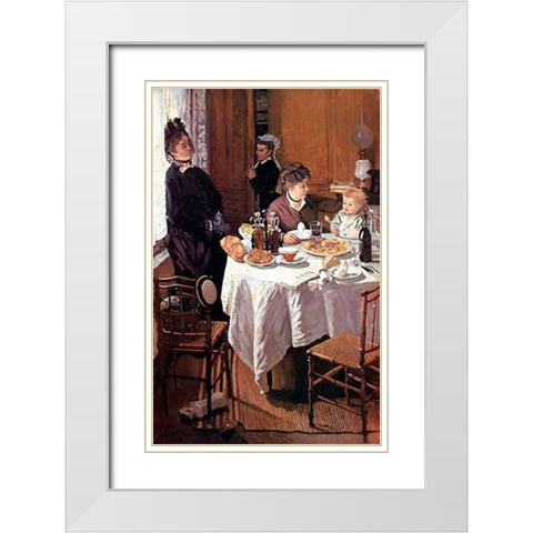 Luncheon (Le dejeuner), 1868 White Modern Wood Framed Art Print with Double Matting by Monet, Claude