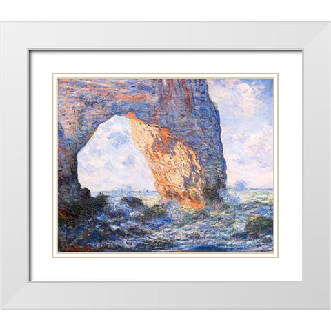 The Manneporte At Etretat 1883 White Modern Wood Framed Art Print with Double Matting by Monet, Claude