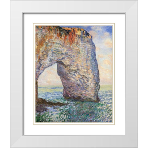 The Manneporte Near Etretat 1886 White Modern Wood Framed Art Print with Double Matting by Monet, Claude