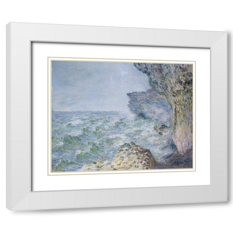 The Sea At Fecamp 1881 White Modern Wood Framed Art Print with Double Matting by Monet, Claude