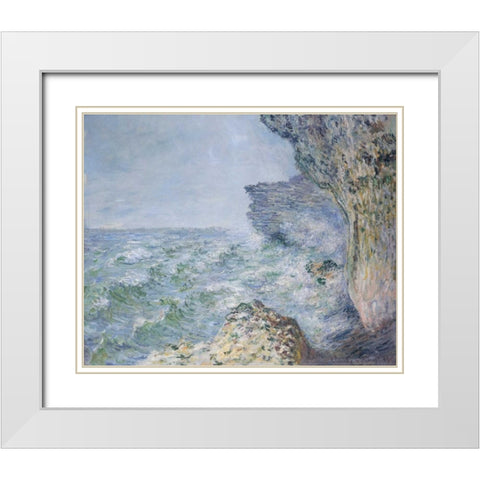 The Sea At Fecamp 1881 White Modern Wood Framed Art Print with Double Matting by Monet, Claude