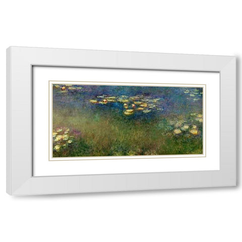 Water Lilies Giverny White Modern Wood Framed Art Print with Double Matting by Monet, Claude