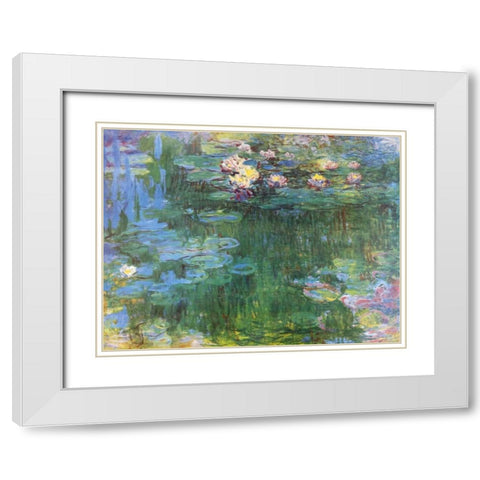 Waterlilies 1916 - 3 White Modern Wood Framed Art Print with Double Matting by Monet, Claude