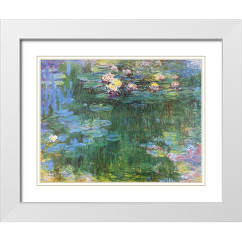 Waterlilies 1916 - 3 White Modern Wood Framed Art Print with Double Matting by Monet, Claude