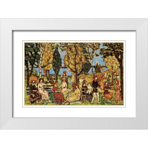 In The Park White Modern Wood Framed Art Print with Double Matting by Prendergast, Maurice Brazil