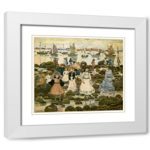 Low Tide Beachmont White Modern Wood Framed Art Print with Double Matting by Prendergast, Maurice Brazil
