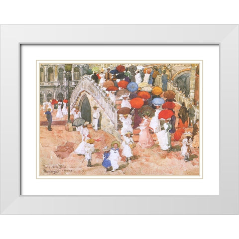 Ponte Della Paglia White Modern Wood Framed Art Print with Double Matting by Prendergast, Maurice Brazil