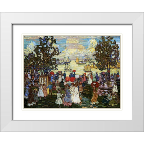 Salem Willows White Modern Wood Framed Art Print with Double Matting by Prendergast, Maurice Brazil