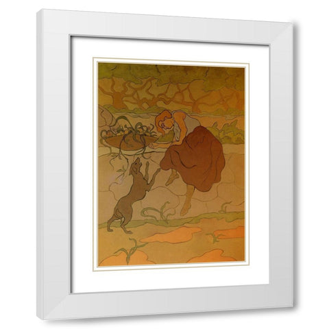 Femme Au Chien Qui Saute White Modern Wood Framed Art Print with Double Matting by Ranson, Paul