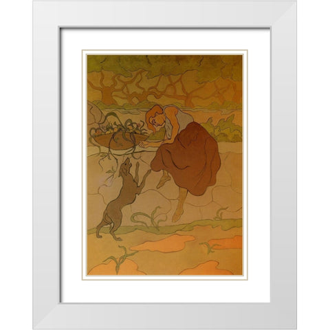Femme Au Chien Qui Saute White Modern Wood Framed Art Print with Double Matting by Ranson, Paul