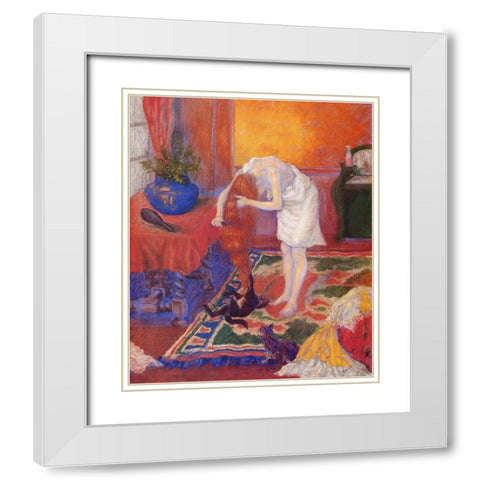 La Chevelure Dor White Modern Wood Framed Art Print with Double Matting by Ranson, Paul