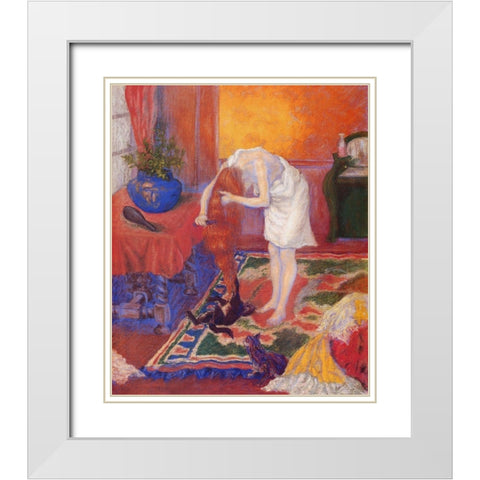 La Chevelure Dor White Modern Wood Framed Art Print with Double Matting by Ranson, Paul