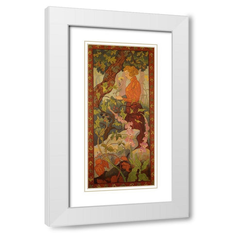 Les Digitales White Modern Wood Framed Art Print with Double Matting by Ranson, Paul
