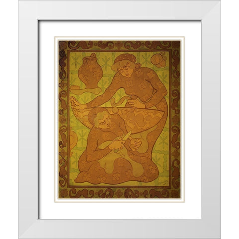 Les Servantes White Modern Wood Framed Art Print with Double Matting by Ranson, Paul