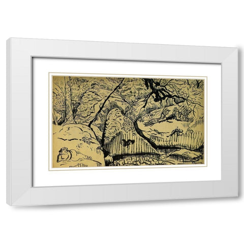 Paysage A Huelgoat White Modern Wood Framed Art Print with Double Matting by Ranson, Paul