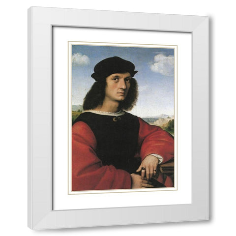 Agnolo Doni White Modern Wood Framed Art Print with Double Matting by Raphael