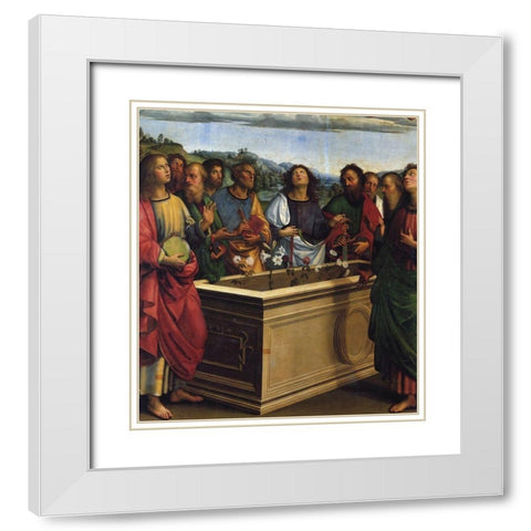 Coronation Of The Virgin Detail White Modern Wood Framed Art Print with Double Matting by Raphael