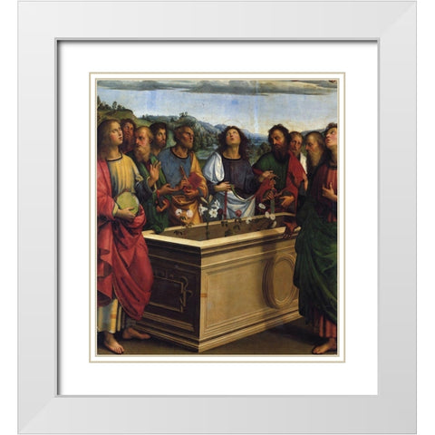 Coronation Of The Virgin Detail White Modern Wood Framed Art Print with Double Matting by Raphael