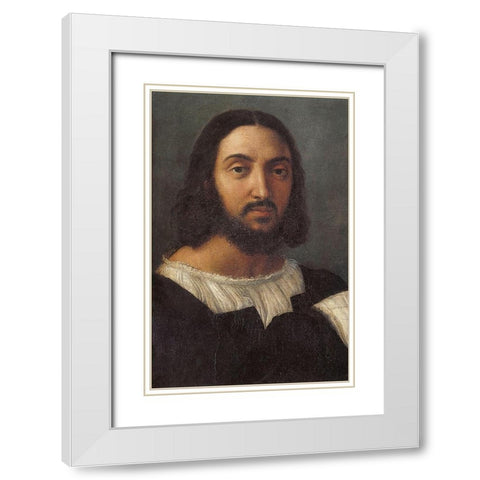 Double Portrait Detail White Modern Wood Framed Art Print with Double Matting by Raphael