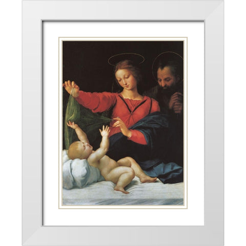 Holy Family White Modern Wood Framed Art Print with Double Matting by Raphael