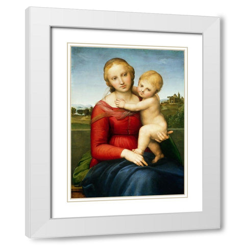 The Small Cowper Madonna, c. 1505 White Modern Wood Framed Art Print with Double Matting by Raphael